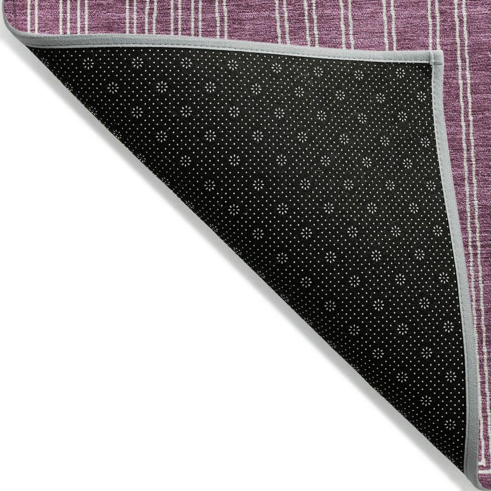 Eggplant Geometric Synthetic Flat Woven Washable Rug, 3' x 5'