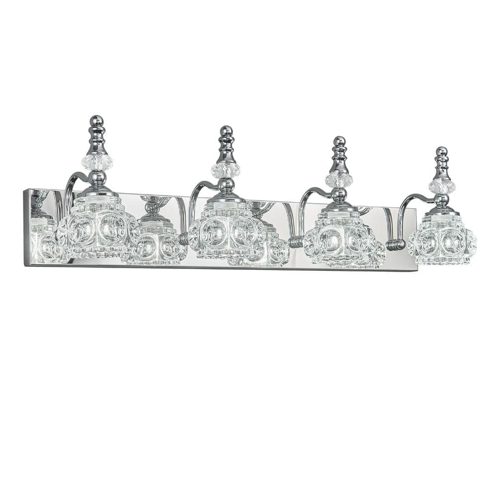 27.55 in. 4-Light Chrome Vanity Light Clear Glass For Bathroom Mirror Bedroom Hallway Farmhouse price history on PriceWatchPro