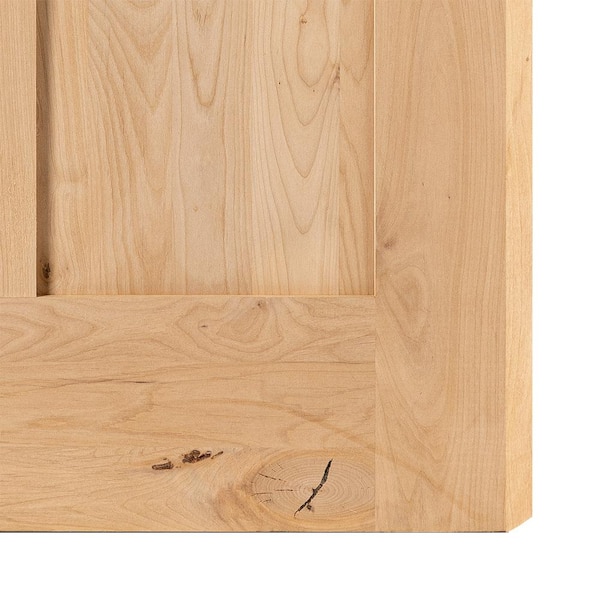 DIY 36 in. x 80 in. Rustic Knotty Alder 3-Panel Right-Hand Unfinished Wood Front Door Kit w/ Quick Assemble Jamb