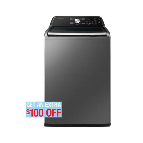 Samsung 4.4 cu. ft. Top Load Washer in Silver with Rear Control, Soft