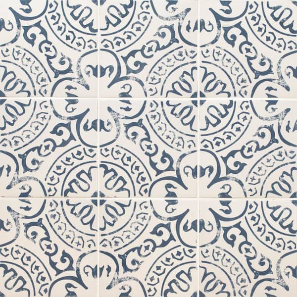 MSI Indigo Encaustic 8 in. x 8 in. Matte Porcelain Patterned Look Floor and Wall Tile (5.16 sq. ft./Case)