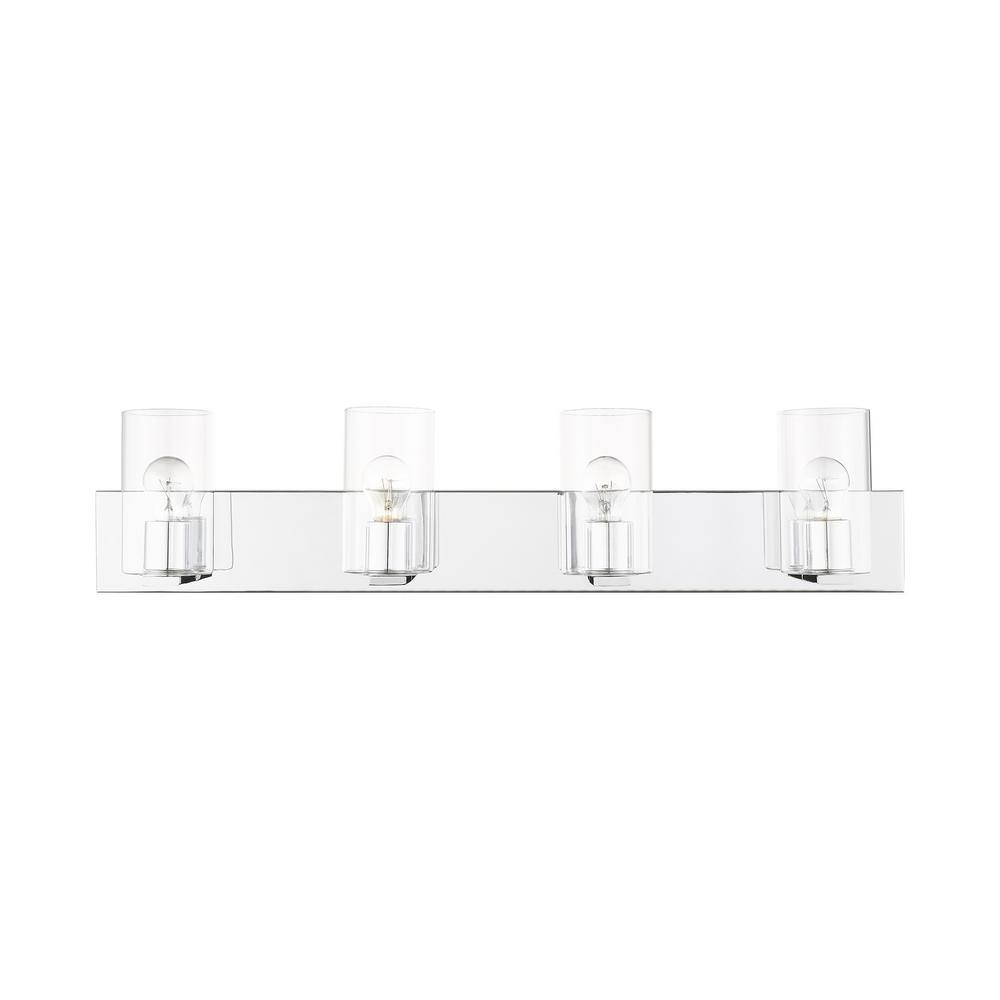 Zurich 4-Light Polished Chrome Vanity with Clear Glass
