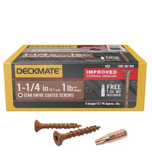 1-1/4 in. Red Exterior Self-Starting Star Drive Flat Head Wood Screws #8 (1 lb./184 pcs)