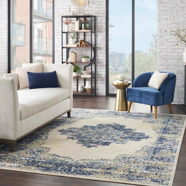 Grafix White 8 ft. x 10 ft. Persian Farmhouse Area Rug
