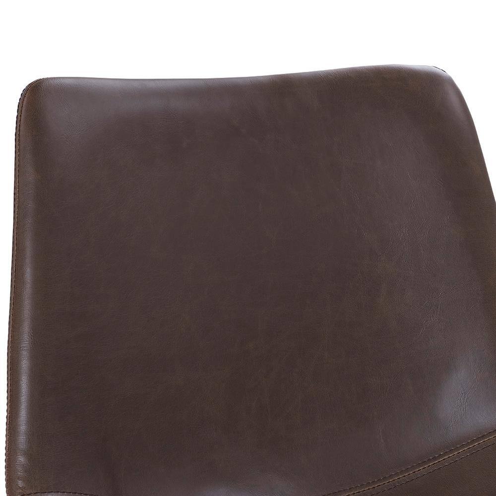 Modern 26" Brown Faux Leather Counter Stool with Metal Legs