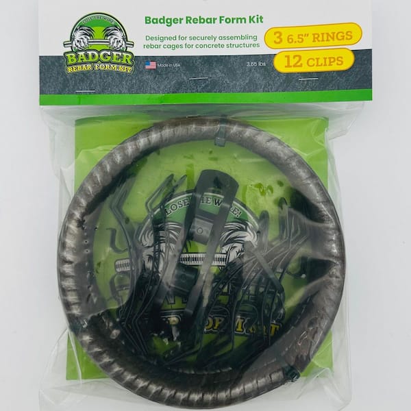 6.5 in. Single Ring Rebar Form Kit-Includes 3-Rings and 12-Badger Grip Clips for Concrete Reinforcement-2 Pack