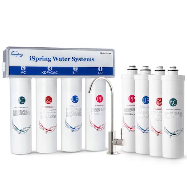 4-Stage Ultra Filtration Under Sink Water System, 0.01-Micron, w/ Replacement Filter Set