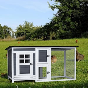 Outdoor Animal House Chicken Coop Made of Fir Wood with Run and Removable Trays