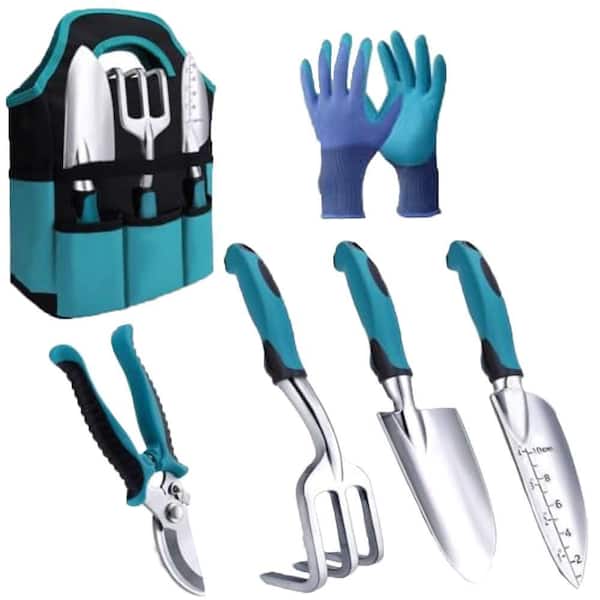 7-Piece Garden Tool Set with Rust-Proof Stainless Steel Ergonomic Handles Tote Bag and Gloves Gift Box