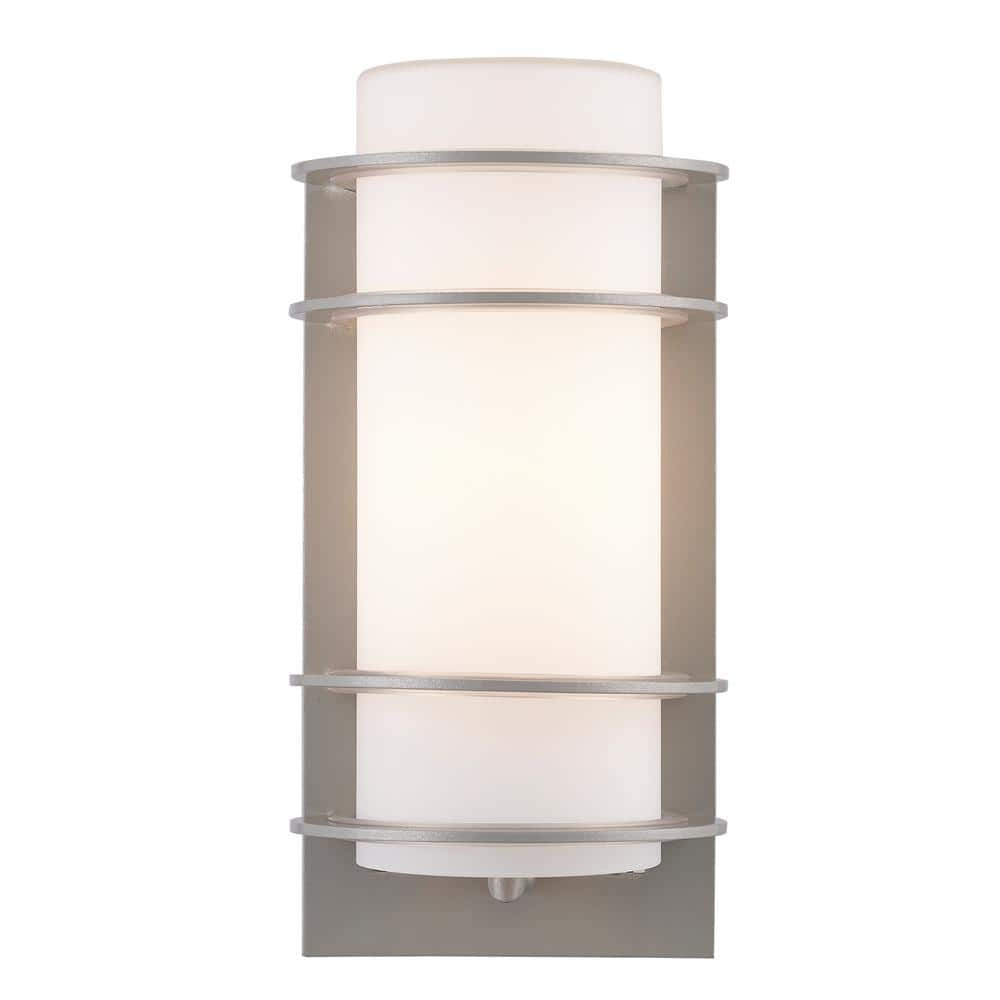 UPC 736916619257 product image for Zephyr 11 in. 1-Light Silver Cylinder Outdoor Wall Light Fixture with Frosted Gl | upcitemdb.com