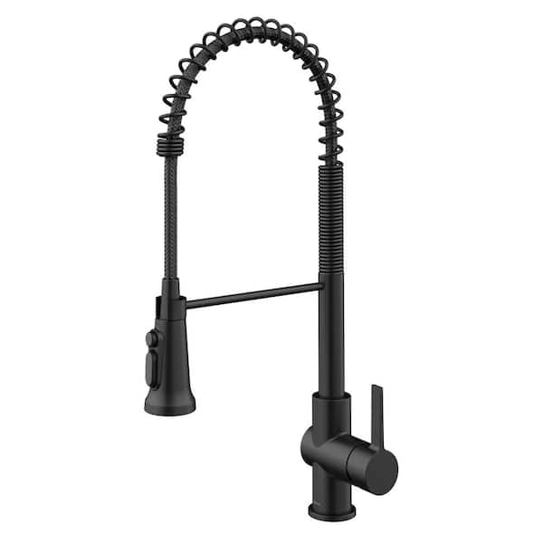 KRAUS Britt 2-in-1 Commercial Style Pull-Down Single Handle Water Filter Kitchen Faucet in Matte Black