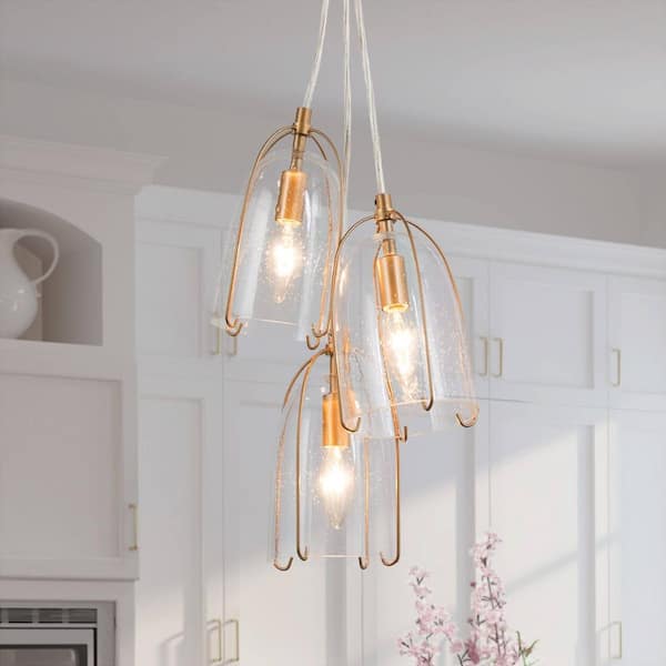 Uolfin 10.5 in. 3-Light Mid-Century Modern Cluster Pendant Light for Kitchen Island, Dining Table, DIY Transitional Chandelier