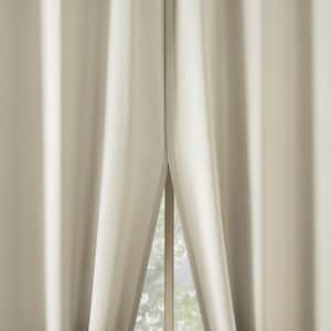 Brandon Magnetic Closure Cream Polyester 54 in. W x 63 in. L Grommet Room Darkening Curtain (Double Panel)