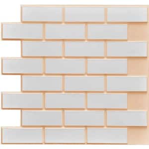3D Falkirk Retro IV 23 in. x 23 in. White Beige Faux Brick PVC Decorative Wall Paneling (10-Pack)