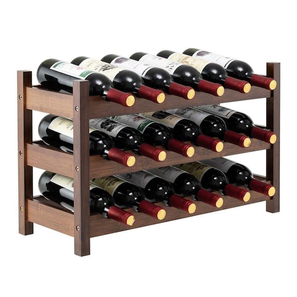 Classic 18-Bottle Natural Coffee Bamboo Wine Rack