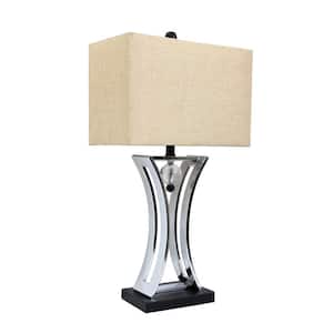 28.25 in. Chrome and Black Conference Room Hourglass Shape Pendulum Table Lamp