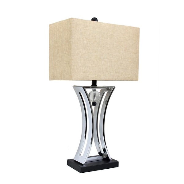 Elegant Designs 28.25 in. Chrome and Black Conference Room Hourglass Shape Pendulum Table Lamp