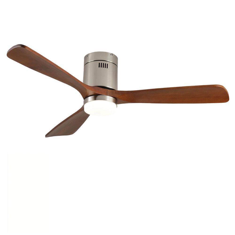 52 in. Indoor Nickel Flush Mount Standard Ceiling Fan with Light and Remote, Wood Blades, Noiseless DC Motor price history on PriceWatchPro