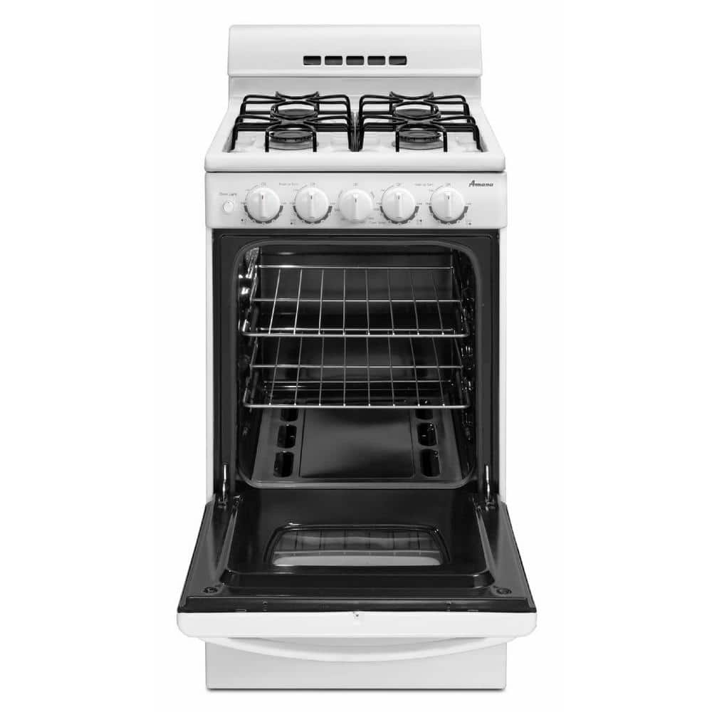 Amana 20-Inch White Freestanding Gas Range with Porcelain-Enamel Cooktop