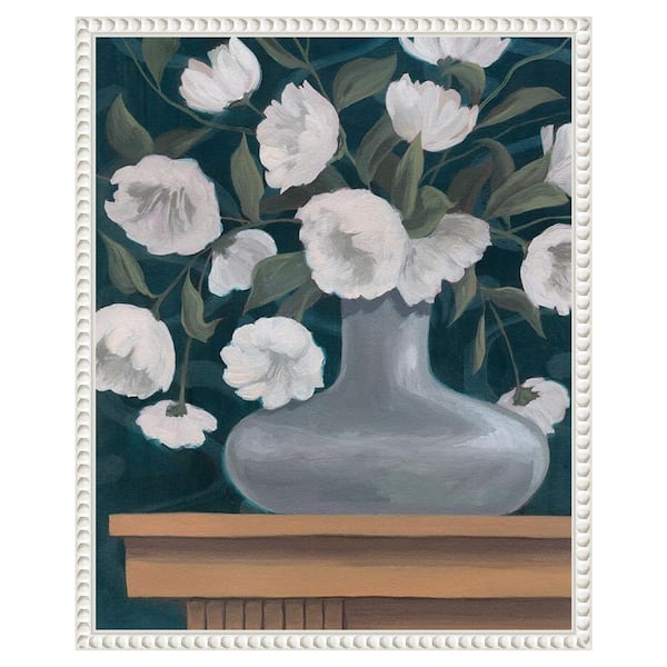 Amanti Art Snowball Posies II by Grace Popp 16 in. W x 20 in. H Canvas Float Frame in White