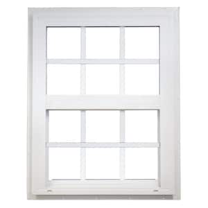 35.5 in. x 47.5 in. 500 Series White Vinyl Single Hung Window with Grilles and HPSC Glass, Screen Included
