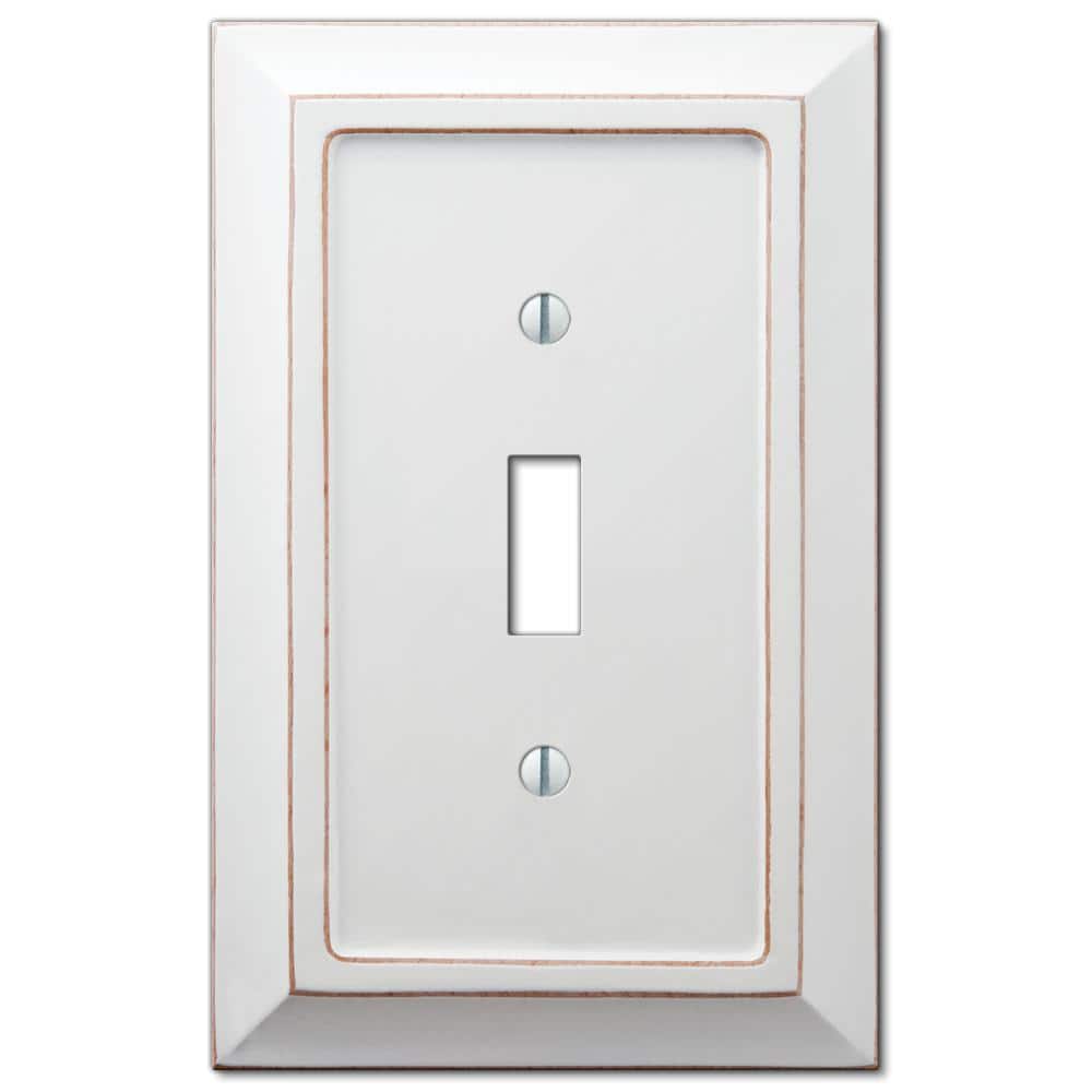 Amerelle Savannah White 1-Gang Wood Toggle Wall Plate