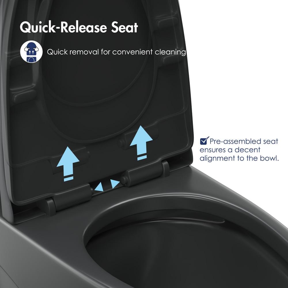 Reno Matte Black Elongated Dual Flush One-Piece Toilet