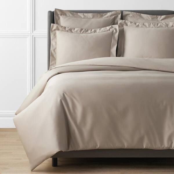 The Company Store Legends Hotel Supima Cotton Wrinkle-Free Light Birch Queen Sateen Duvet Cover