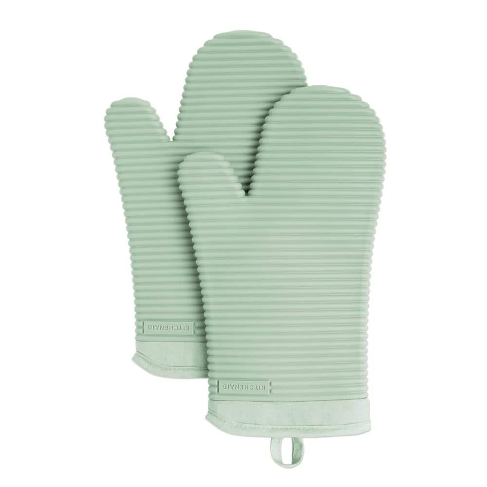 Bistro Green Silicone Oven Mitt, Sold by at Home