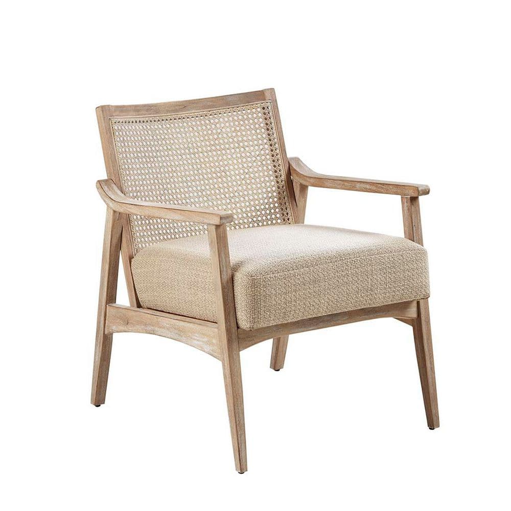 Mid-Century Modern Light Brown Polyester Accent Arm Chair with Cane Back and Solid Wood Frame price history on PriceWatchPro