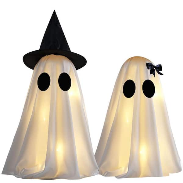 2 ft. Light Up Halloween Ghost Decorations, Set of 2 DIY Spooky Ghosts Crafts, Scary Ghost for Halloween Decor