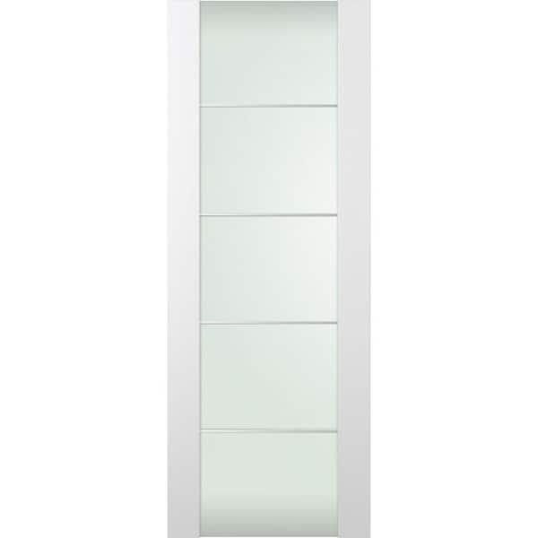 Belldinni Paola 202 4H 32 in. x 83.25 in. No Bore Full Lite Frosted Glass Bianco Noble Wood Composite Interior Door Slab