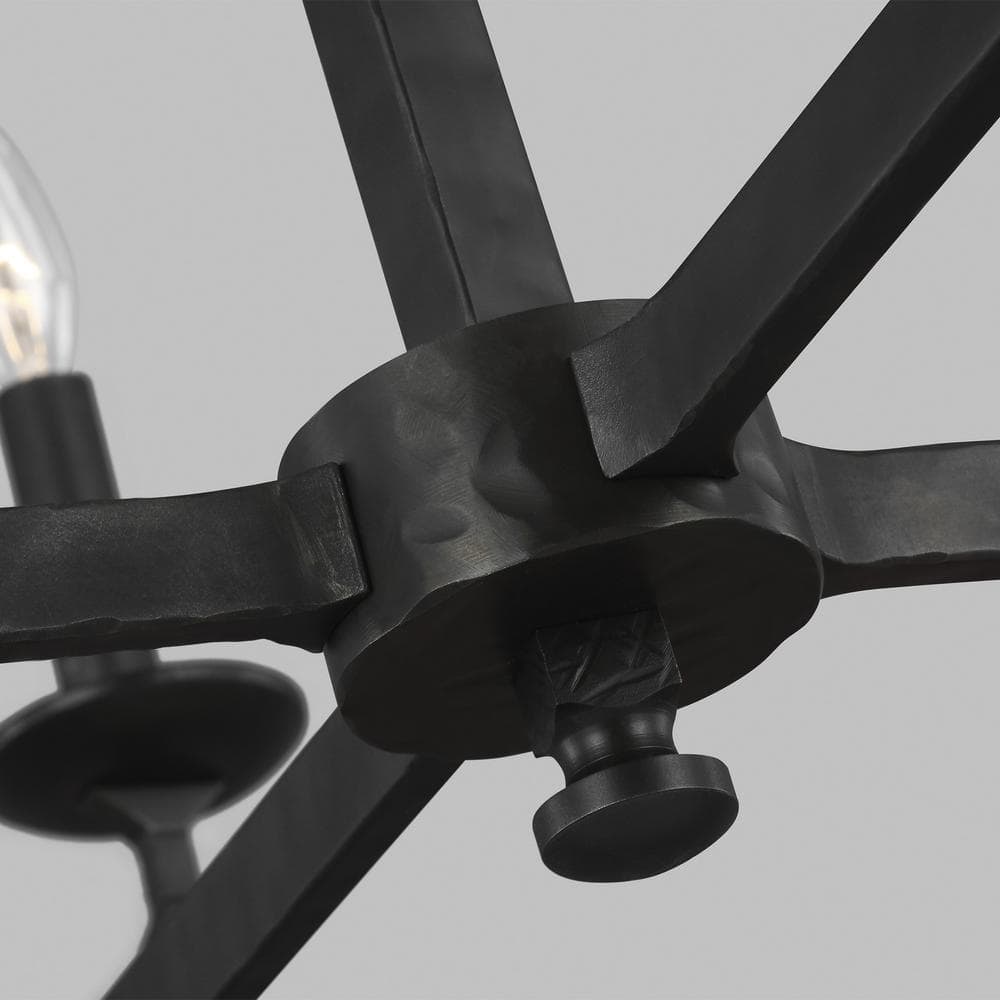 Aged Iron and Crystal 8-Light Empire Chandelier