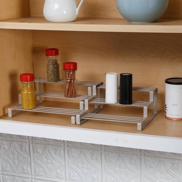 Honey Can Do 3 Tier Gray Flat Wire Adjustable Spice Rack Organizer