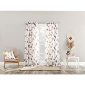 MULTI Polyester Floral 51 in. W x 63 in. L Crushed Printed Rod Pocket Sheer Curtain (Single Panel)