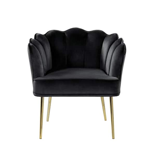 Benjara Black Velvet Handmade Tufted Accent Chair with Throw Pillow  BM286569 - The Home Depot