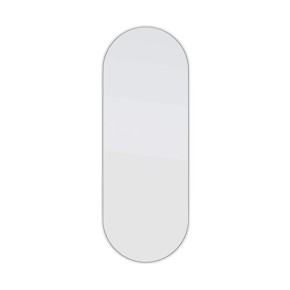 22 in. W x 60 in. H Stainless Steel Framed Pill Shape Bathroom Vanity Mirror in White price history on PriceWatchPro