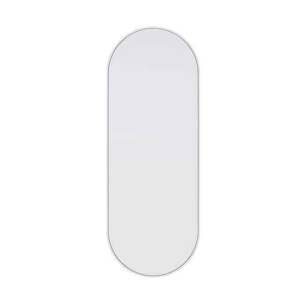Glass Warehouse 22 in. W x 60 in. H Stainless Steel Framed Pill Shape Bathroom Vanity Mirror in White