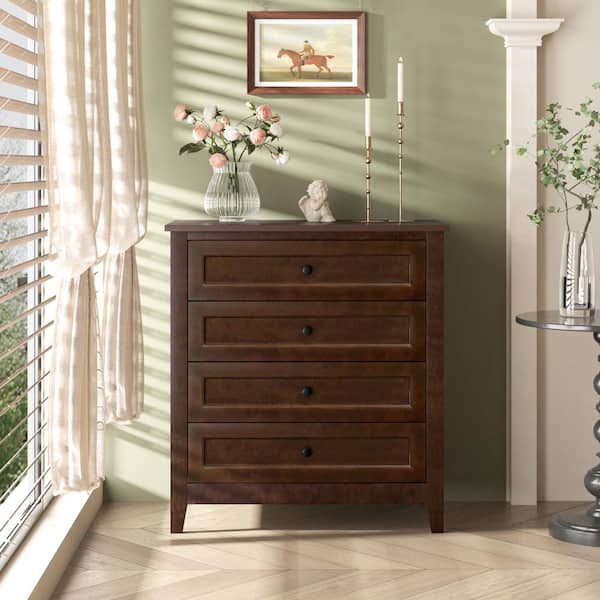 Noble House Hargs Auburn Traditional Style 4-Drawer 32.68 in. Wide Dresser with Tapered Legs