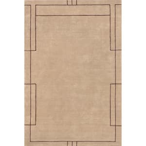 Arvin Olano Nile Bordered Wool-Blend Tan 4 ft. x 6 ft. Area Rug