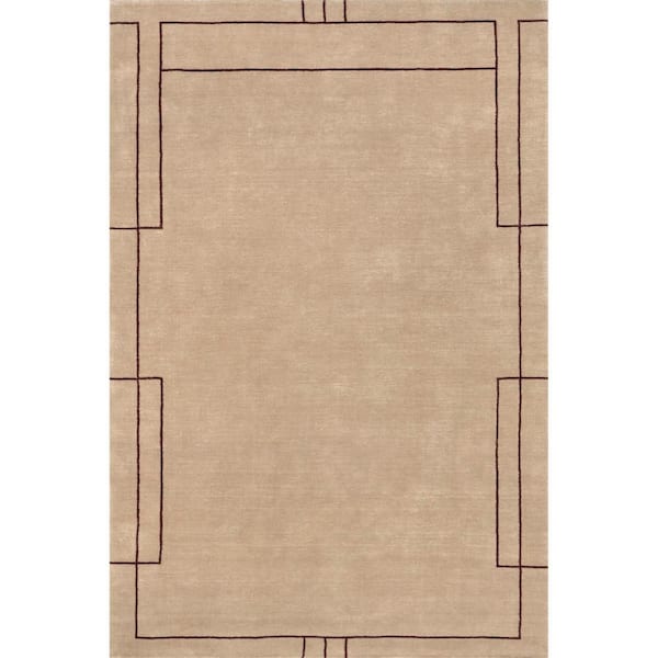 Arvin Olano Nile Bordered Wool-Blend Tan 8 ft. x 10 ft. Area Rug