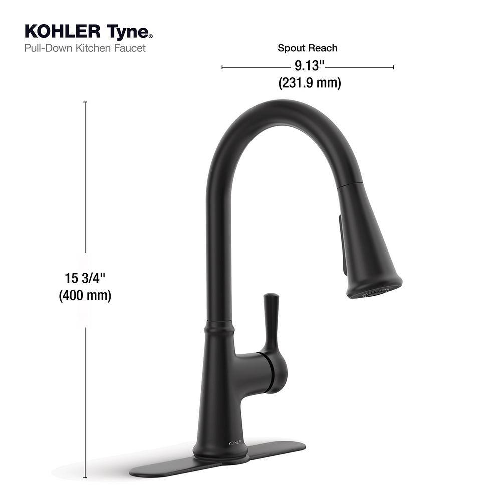 Matte Black Ceramic Single-Handle Pull-Down Kitchen Faucet