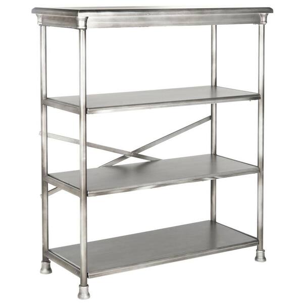 SAFAVIEH 46 in. Dark Silver Metal 3-shelf Etagere Bookcase