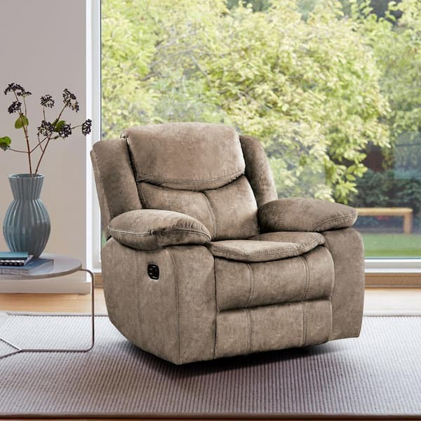 EVERGLADE HOME Austin 42.5 in. D Brown Flared Arm Microfiber Straight Armrests Reclining Chair (Set of 2)