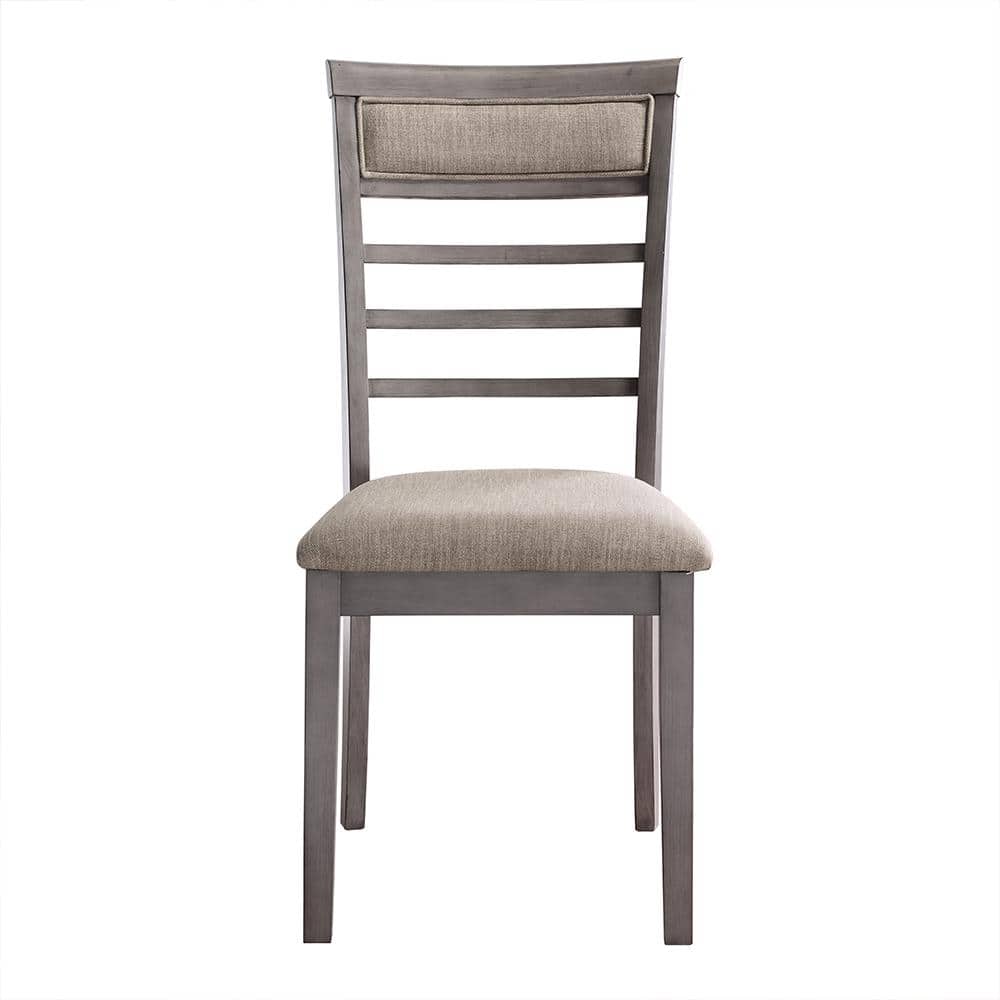 Lovell Gray Oak Veneer 5-Piece Dining Set with Padded Chairs