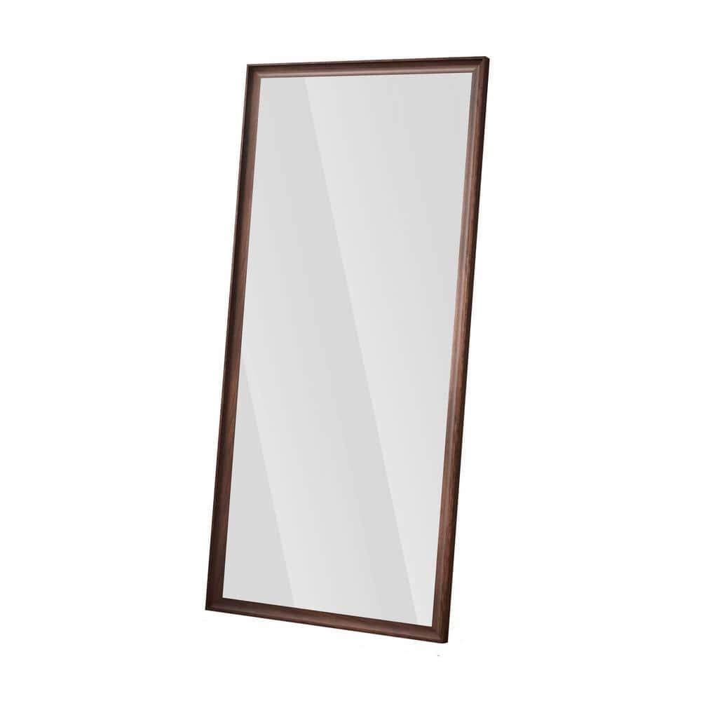Brown 70 in. W x 31 in. H Wooden Frame Full Length Mirror Standing Floor Mi