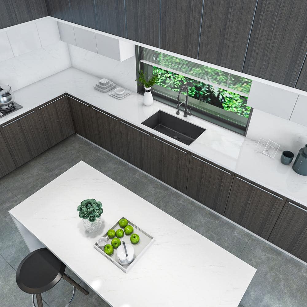 Sinber Black Stainless Steel Drop-In Single Bowl Sink with Drainboard