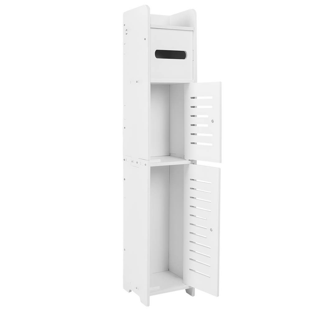 White PVC Bathroom Storage Cabinet with Toilet Paper Holder