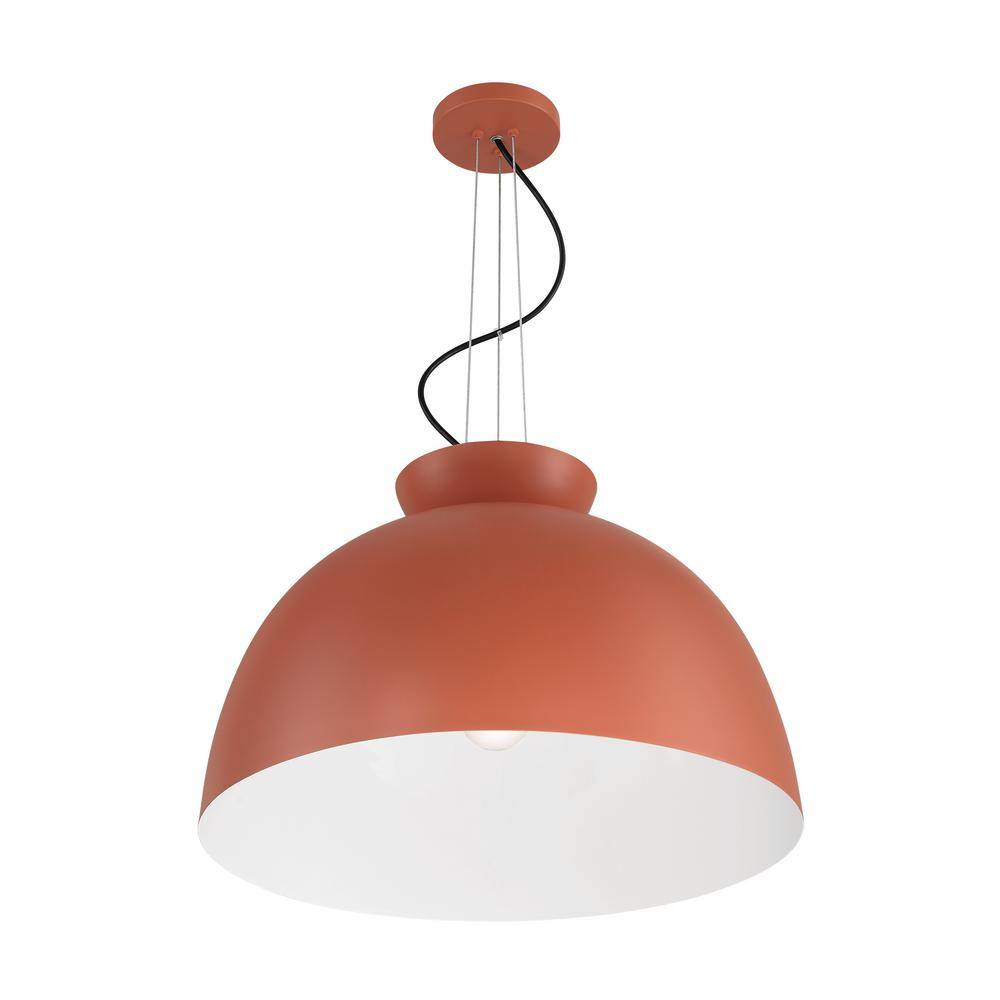 Ventura Baked Clay Dome Pendant Light with Frosted Glass Globe