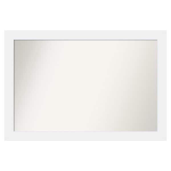 Amanti Art Corvino White 47 in. x 32 in. Custom Non-Beveled Matte Wood Framed Bathroom Vanity Wall Mirror